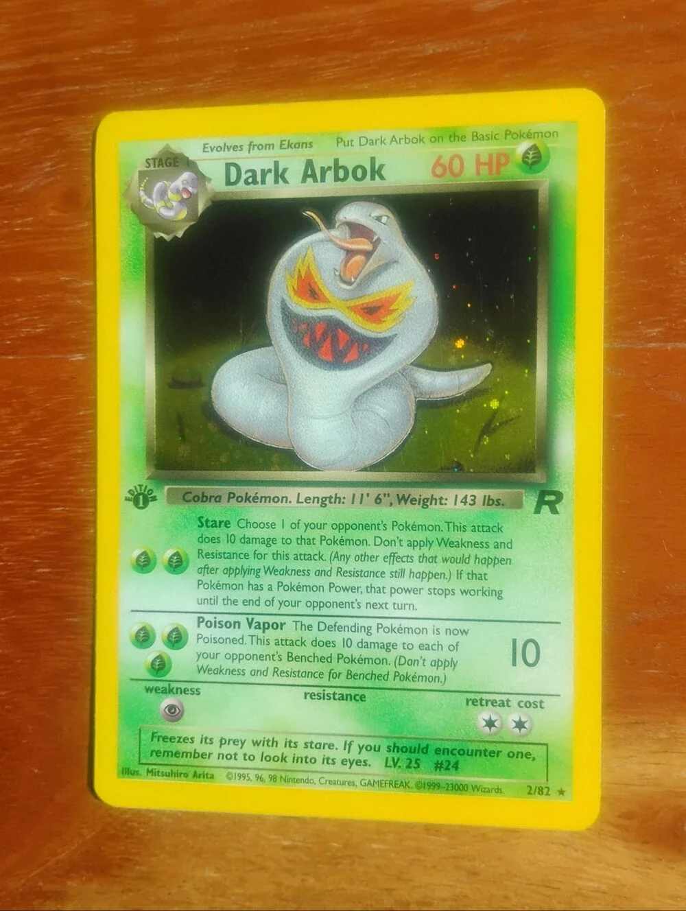 LP WOTC 2000 1st Edition Holo Dark Arbok 2/82 Team Rocket Set Pokemon Card